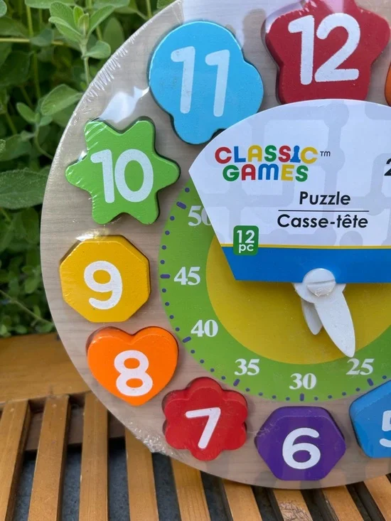 Classic Kids Wooden Clock Puzzle - Multicolor - Picture 3 of 3